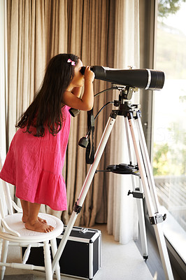 Discovering the beauty of nature with her telescope