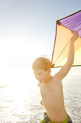 Getting his kite into the sky