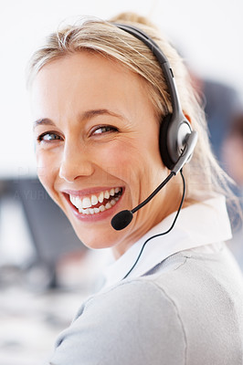 Smiling customer service representative