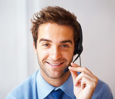 Happy customer service agent smiling