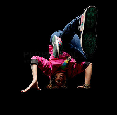 Modern dance - Cool female breakdancer performing head spin