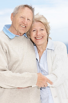 Happy old couple standing together - Outdoor