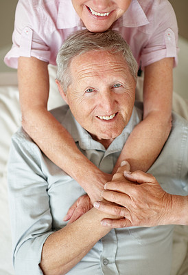 Handsome old man smiling with his wife - Top view