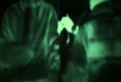 Outlines of soldiers at night - Night vision goggles