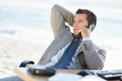 Relaxed middle aged business man over the telephone