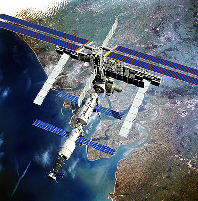 Satellite providing an aerial view