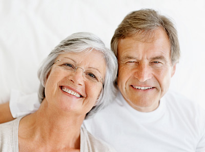 Closeup of a old couple smiling together