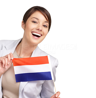 Beautiful female with the Netherlands flag