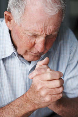 Senior man praying , loneliness