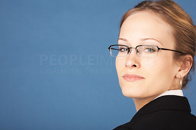 Business woman looking over her shoulder