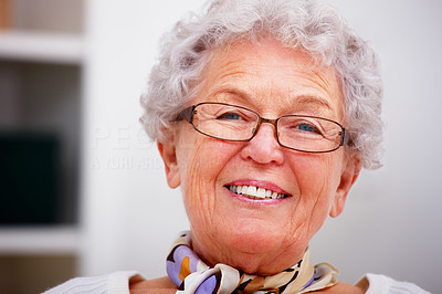 Closeup of an old woman smiling