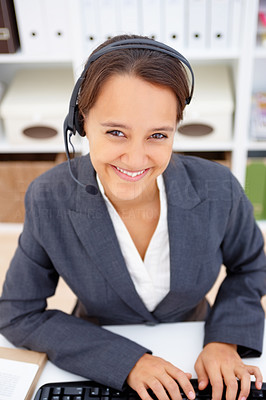 Service Industry - Friendly woman wearing headset