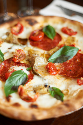 Delicious Italian veg pizza on a plate