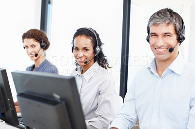 Smiling faces of customer service