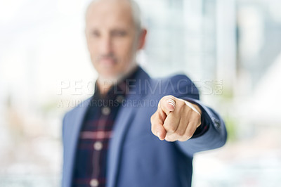 Buy stock photo Closeup shot of a businessman pointing his finger at the camera