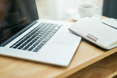 Buy stock photo High angle shot of various digital devices