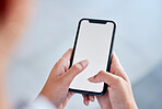 Closeup shot of an empty cellphone screen. Unknown female working texting while using. a phone to check social media.  Unrecognizable female using the internet while a on a break 